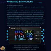 QIEQ MALL จอแสดงผล LED การ0-100A เครื่องตรวจจับพลังงานชิปเฉพาะ 8 in 1 AC wattmeter เครื่องวัดพลังงาน ดิจิตอลโวลต์มิเตอร์แอมมิเตอร์