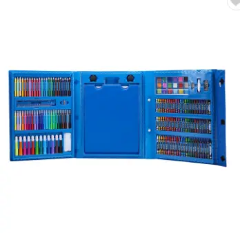 Double Sided Trifold Easel Art Set, Drawing Art Box with Oil Pastels,  Crayons, Colored Pencils, Markers, Paint Brush, Watercolor Cakes, Sketch  Pad (PINGK, 208) 
