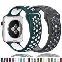 สายนาฬิกาซิลิโคนสำหรับสายนาฬิกา Apple 44mm 40mm 38mm 42mm Breathable Wrist Belt SportS Bracelet for I - Watch Serie 6 SE 5 4 3 40 42mm 44 mm