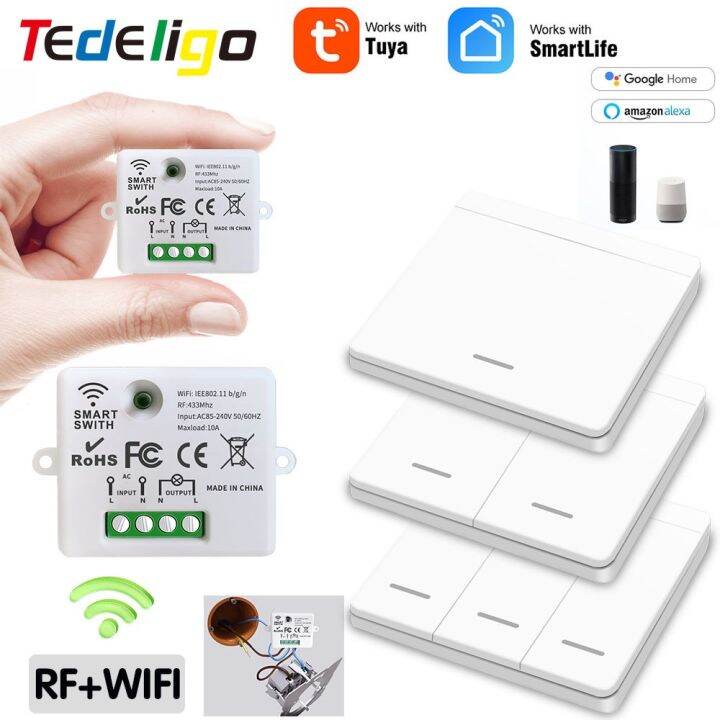 Mini Module WIFI Tuya Smart Light Switch Wall Panel Push Button Switch