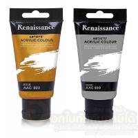 สี Renaissance Acryic Colour สีอะครีลิค สีทอง สีเงิน ขนาด 75 ml. จำนวน 1หลอด พร้อมส่ง