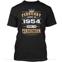 ขายดี เสื้อยืดแขนสั้น คอกลม ลาย Made In s EMeaan70MOokkj70 1954 February Aged To Perfection สไตล์คลาสสิก สําหรับผู้ชายSi