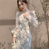 Retro Slim อารมณ์ Ele High-End Design ชุดแสดงรูปเย็บปักถักร้อยปรับปรุง Cheongsam ชุดจัดเลี้ยง