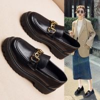 ♗﹍ Loafers for women 2023 spring new versatile retro single shoes British style thick-soled flat-soled small leather shoes Internet celebrity elegant