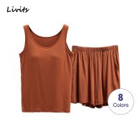 【LZ】✿  Conjuntos de pijamas femininos modais extensíveis pijama feminino sem mangas sexy casual coreano sa0213