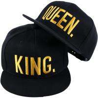 King และ Queen 3D ปักเบสบอลหมวกคู่ Snapback หมวก Hip Hop สไตล์แบนหมวกปรับขนาดได้-Zitao