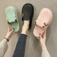 ✨READY STOCK✨Womens Baotou Half Slippers New Summer Cartoon Teddy Peas Shoes Student Dormitory Outdoor Wear Lazy Shoes Women Sandals