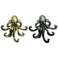 Cast Iron Large Octopus 5 Hooks Crafts Wrought Key Nordic Vintage Antique Wall Mounted Clothes Hanger Key Holder Rack Picture Hangers Hooks