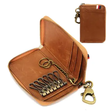 Genuine Leather Key Holder Case Keychain Pouch Bag Car Wallet Key Ring  Unisex