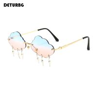 【LZ】☑₪☸  Fashion Rimless Cloud Shape Sunglasses with Lightning Pendant Women Luxury Funny Sun Glasses Shades UV400 Brand Designer SG028