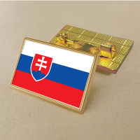 Slovakia flag pin 2.5*1.5cm zinc die-cast PVC colour coated gold rectangular rectangular medallion badge without added resin