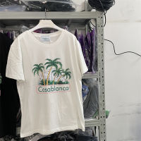 สีเขียวพิมพ์ตัวอักษรต้นมะพร้าวโลโก้ Casablanca T เสื้อผู้ชายผู้หญิง Streetwear เทนนิสคลับแขนสั้นเสื้อยืด Oversize Top Tees