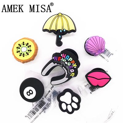 hot【DT】❄♛  Original Designer Shoe Accessories 8 Umbrella Hairpin Kiwi Croc Charms Decaration for JIBZ Clog Gifts Billiards