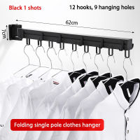 Black Folding Drying Rack Wall Mounted escopic Clothes indoor And Outdoor Simple Hanger Hook Clothesline