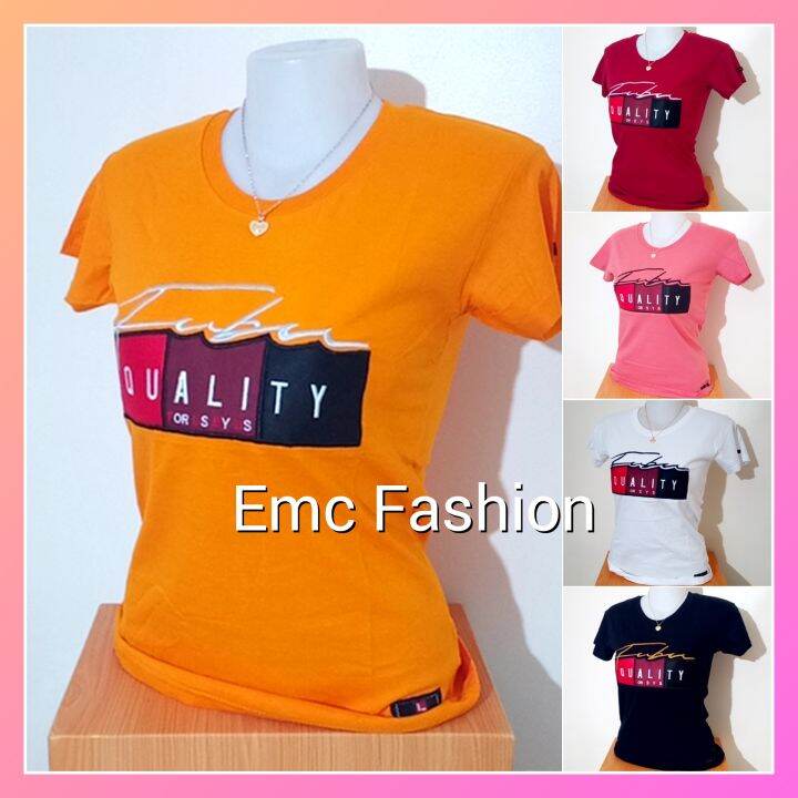 FB201 Emc Fashion Ladies Cut Overrun TShirt For Women Embroidered