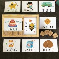 Montessori Learning English Cards Alphabet Spelling Words Kids Games Spelling Word Building Block Early Educational Toys Flash Cards