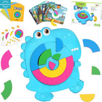 WT【ready Stock】Toddlers Puzzles Matching Board Games 2 In 1 Dinosaur Color Shape Matching Brain Teasers Toys Fun Card Puzzles Toy1【cod】