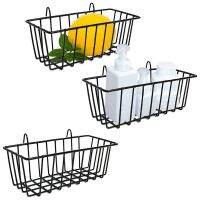 3 Pcs Wire Baskets,Wall Grid Panel Hanging Wire Basket,Wall Storage and Display Basket for Cabinet &amp; Pantry Organization