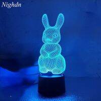 Rabbit Lamp Bunny Night Light 3D Illusion Lamp for Kids Bedroom Decor Xmas Birthday Holiday Easter Gifts for Boys Girls