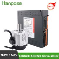 60SS20 1.5A 0.64N.m And ASD220 Servo Drive AC200-240V Servo Woodworking CNC Router Encoder 200W ac Servo Motor drive Kit