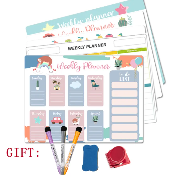 Weekly Monthly Planner Calendar Fridge Stickers Schedule Dry