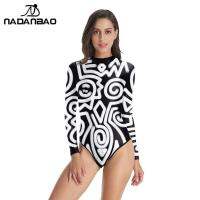 NADANBAO y Women Swimsuit Graffiti Printed Bodysuit Push Up Monokini Brazilian Bathing One-piece Surfing Swim Suits