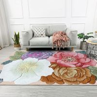Colorful 3D Flowers Printed Living Room Large Area Rugs Sofa Coffee Table Balcony Floor Mat Bedroom Bedside Non-Slip Cars