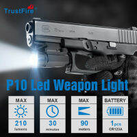 TrustFire P10ยุทธวิธีไฟฉาย210 Lumens แสงขนาดกะทัดรัดอาวุธไฟ2โหมดไฟฉายติดตั้งสำหรับ Gl0ck 1719 21 22 Picatiny รถไฟ