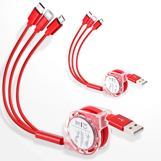 3 IN 1 Combo retractable mobile phone cable fast usb commonly used