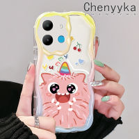 เคส Chenyyyka สำหรับ Infinix Smart 6 HD Smart 6 Plus Smart 6 Plus Smart 7เคสการ์ตูนน่ารักลายมอนสเตอร์ดีไซน์ใหม่เนื้อครีมขอบคลื่นเคสโปร่งใสลายกล้องถ่ายรูปเคสมือถือกันกระแทกแบบใสนิ่มเรียบง่ายอ่อนโยนฝาครอบป้องกัน