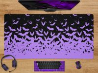 ค้างคาว Halloween Table Mats สีม่วงเกม แผ่นรองเมาส์ขนาดใหญ่ XXL Keyboard Accessories แผ่นรองเมาส์ยาง Kawaii Mouse Pads เครื่องเกม 900x400