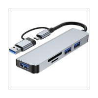 5 Ports 2-In-1 USB 3.0 HUB USB HUB Type-C Adapter USB3.0+USB2.0+SD+TF Multi-Port USB Splitter Expander for PC Computer