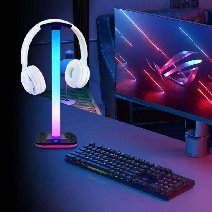 ที่แขวนหูฟังสำหรับเล่นเกมไฟ-rgb-ป้องกันการลื่นหูฟังบลูทูธไร้สายป้องกันรอยขีดข่วนอุปกรณ์เสริมสำหรับ-pc-ความสว่างปรับได้