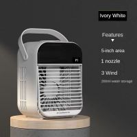 AnDyH Air Conditioner Fan 2000mAh Rechargeable 3 Wind Speeds Portable Mini Air Cooler with Spray and Night Light Atomized Humidifier