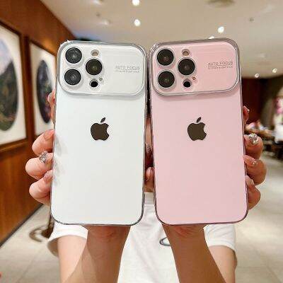 เคสโทรศัพท์มือถือ Apple พื้นผิวดั้งเดิม iPhone14promax หน้าต่างขนาดใหญ่ 13 เคสป้องกันที่เรียบง่าย