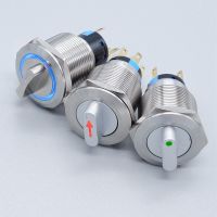 19mm 22mm Metal Selector Rotary Switch 2/3 Position Self-return Momentary Self-locking Fixation Waterproof Stainless Steel