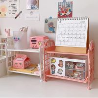 【CW】 Layer Hollow Shelf Rack Saving Folding Desktop Organizer Detachable Storage Basket for Student