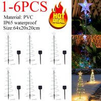 1 6PCS Solar Outdoor Garden Christmas Tree Light 3 Modes Waterproof Christmas Garland Lamp 2023 New Year Decoration Fairy Lamp