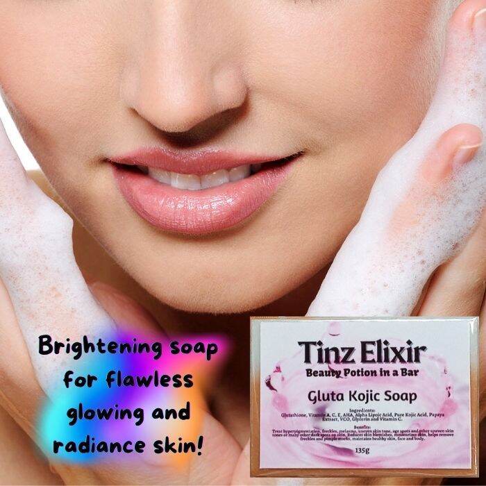 GLUTA KOJIC SOAP BAR (135g) BY TINZ ELIXIR , SKIN LIGHTENING