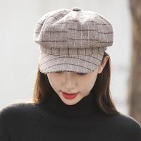 CHARMERE ย้อนยุค ลำลอง หญิง เกาหลี หมวกศิลปิน หญิง ผ้าขนสัตว์ Plaid Beret หมวกผู้หญิง หมวกทรงแปดเหลี่ยม หมวกจิตรกร