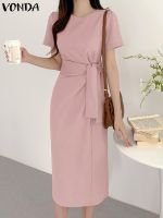 【HOT】☃◕№ Fashion Shirt 2023 Waist Pleated Bandage Sundress Color Robe Vestidos