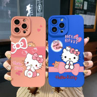 สำหรับ Realme C35 C11 2021 C12 C15 C21Y C25Y C25S Realme 5 5i 6i 9i 8 Pro การ์ตูนน่ารัก HelloKitty ขอบสี่เหลี่ยม Full Len กรณีป้องกัน