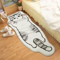 Long Cat Rug Fluffy Cartoon Mat Cute Rugged Doormat Cartoon Shaggy Carpet Decor Kawaii Irregular Ffloor Mats 거실 사이드테이블