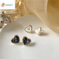 ENDOFF งานแต่งงาน ดำขาว โปร่งใส ต่างหูสตั๊ดเล็ก พีชฮาร์ท ทรายดูด พนมเปญ