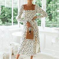 【Ladies shop】 Leopard Print DotAutumnWomen Long Sleve SlitLongSpring 2022 K1