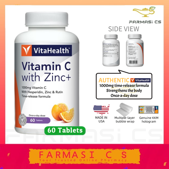 VitaHealth Vitamin C With Zinc + 60 Tablets EXP:08/2024 [ Time-release ...