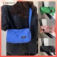 VJMHGS สีทึบทึบ กระเป๋าสะพายไหล่บุนวม จุได้มาก เบาะผ้าฝ้ายขนเป็ด กระเป๋าโท้ท ลำลองแบบสบายๆ กระเป๋า Crossbody ฤดูหนาวในฤดูหนาว