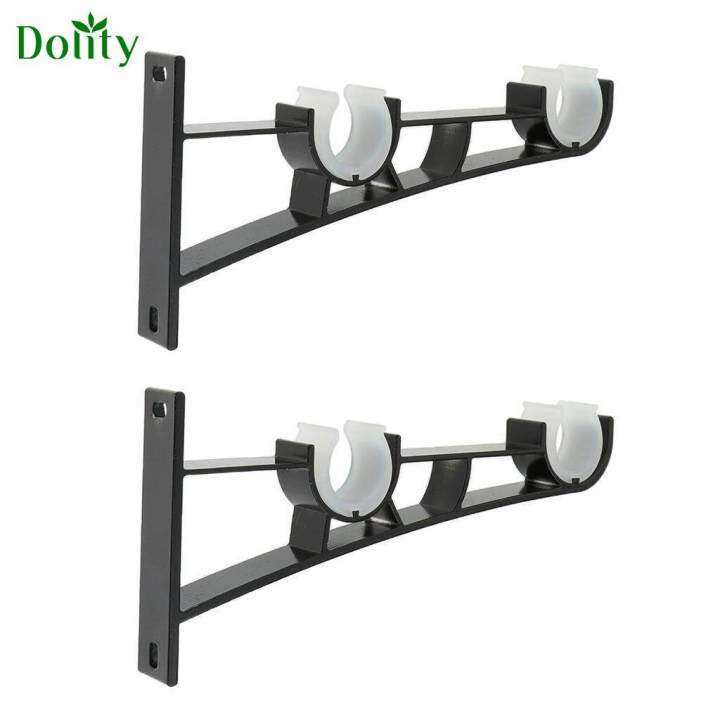 Dolity Double Curtain Rod Brackets Window Drapes Rods Holder Black