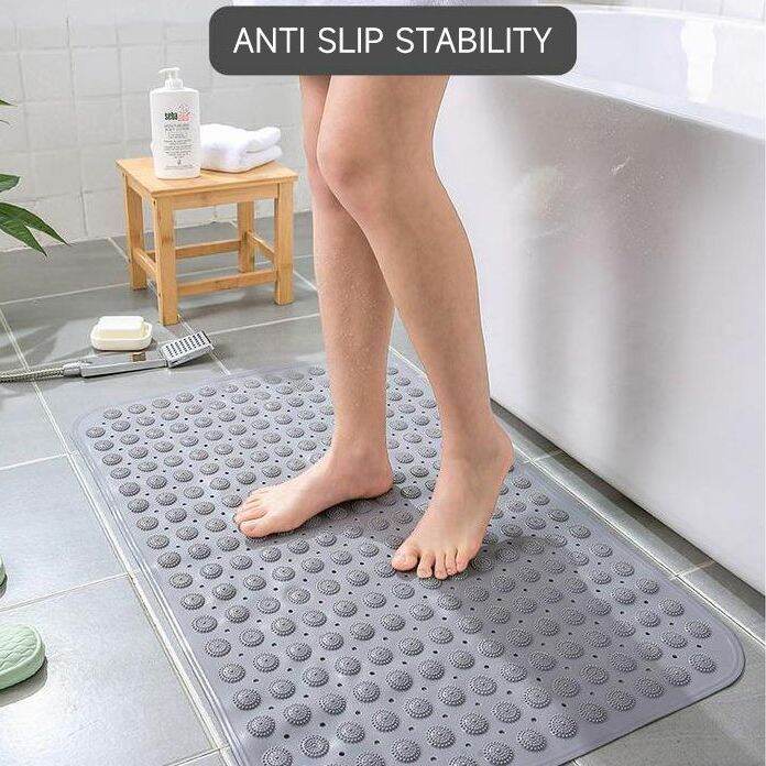 Bathroom Mats Silicone Shower Mat with Drain Holes Suction Cups for Tub