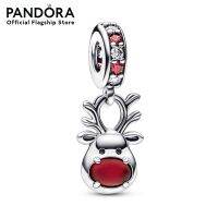 Pandora Christmas reindeer sterling silver dangle with clear and red cubic zirconia and frosted red Murano glass เครื่องประดับ   จี้ชาร์ม ชาร์มสีเงิน สีเงิน ชาร์มเงิน เงิน ชาร์มสร้อยข้อมือ ชาร์มแพนดอร่า แพนดอร่า